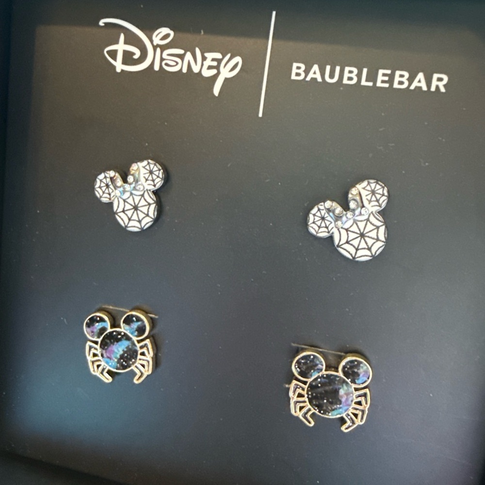 Disney BaubleBar Mickey and Minnie Mouse Spider Earrings Web Halloween